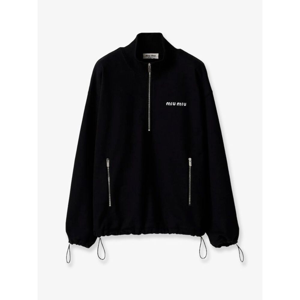 Miu Miu Women Fleece Sweatshirt With Lettering Logo Embroidery